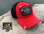 Red structured snapback cap, made of high quality fabrics and loaded with features. The extra large hook and loop patch system allows for mounting of your favorite morale patches, from standard 2x3" flag style to our signature Rock & Shackle Pioneer Sunset hexagon top patch. If you want to drop the top patch, the lower loops are embroidered with the Rock & Shackle emblem. Crawler Caps are top button free to make wearing your favorite ear protection or headsets pain free. Lucky Shackle included.